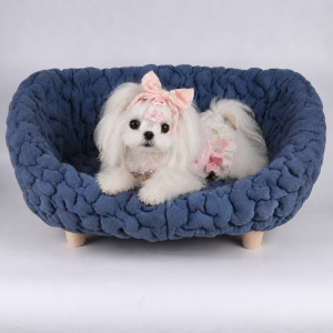 Halinfer Bubble Elevated Cat Sofa Bed, Blue, Medium